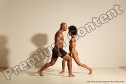 Underwear Gymnastic poses Woman - Man Black Muscular Dancing Dynamic poses Academic
